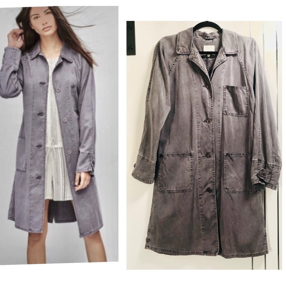Wilfred Free Michelle XS Trench Coat/Shirt Dress Grey Denim